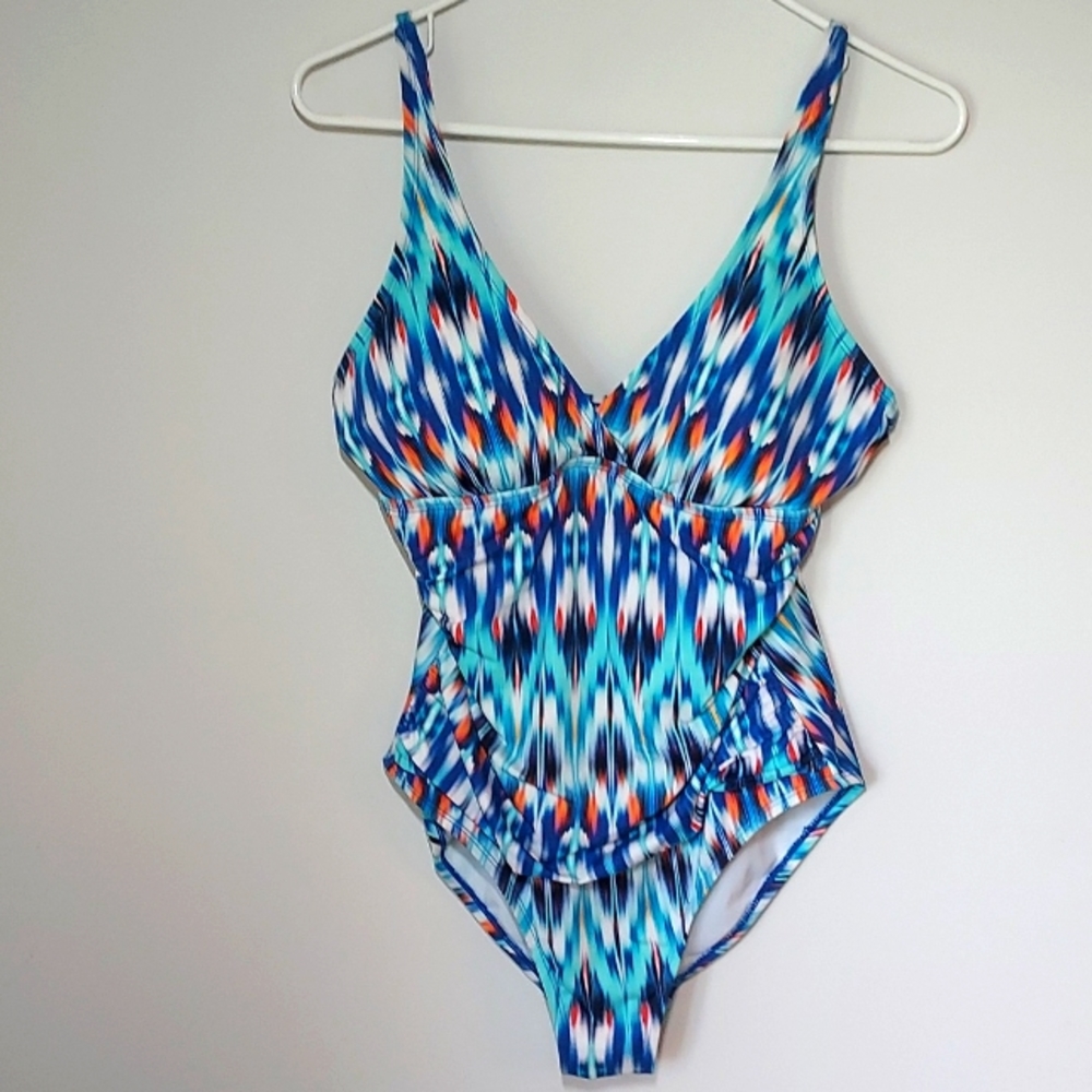 Liz Clayborn Blue multicolor One piece, adjustable straps.